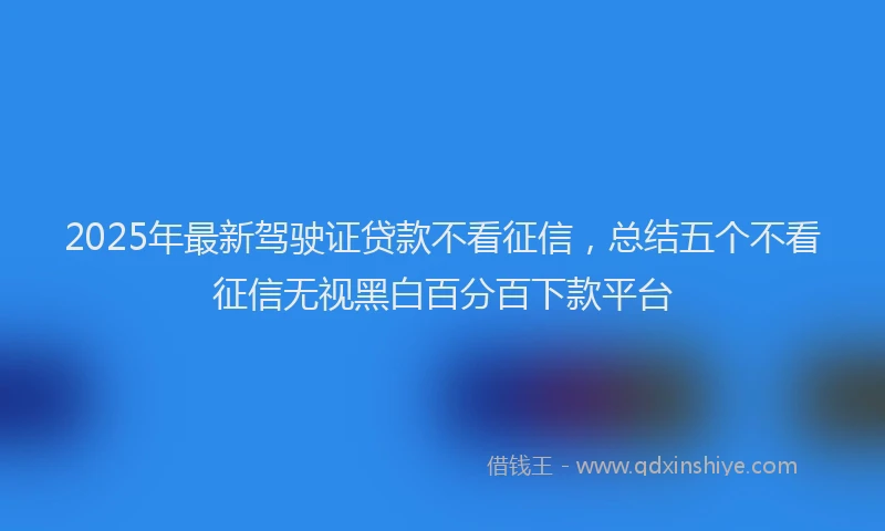 2025年最新驾驶证贷款不看征信，总结五个不看征信无视黑白百分百下款平台