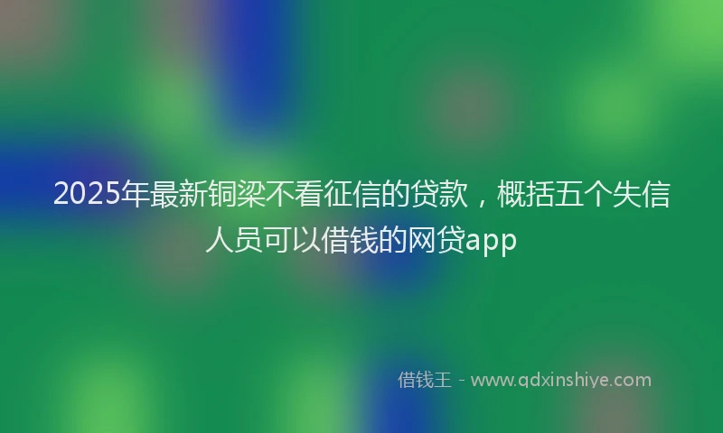 2025年最新铜梁不看征信的贷款，概括五个失信人员可以借钱的网贷app
