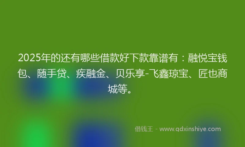 2025年的还有哪些借款好下款靠谱有：融悦宝钱包、随手贷、疾融金、贝乐享-飞鑫琼宝、匠也商城等。