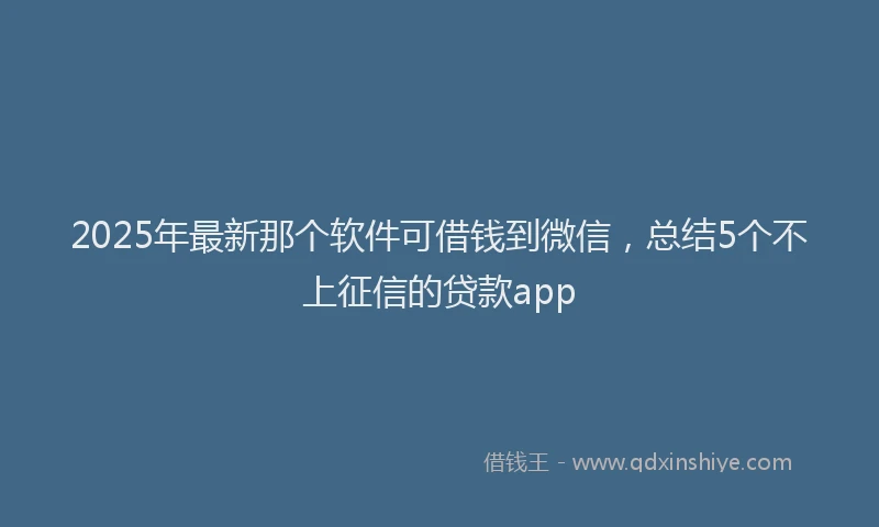 2025年最新那个软件可借钱到微信，总结5个不上征信的贷款app