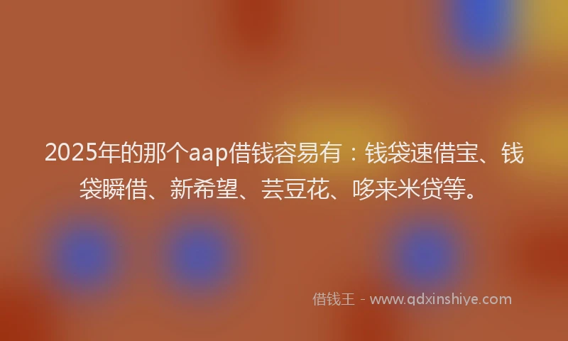2025年的那个aap借钱容易有：钱袋速借宝、钱袋瞬借、新希望、芸豆花、哆来米贷等。