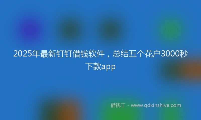 2025年最新钉钉借钱软件，总结五个花户3000秒下款app