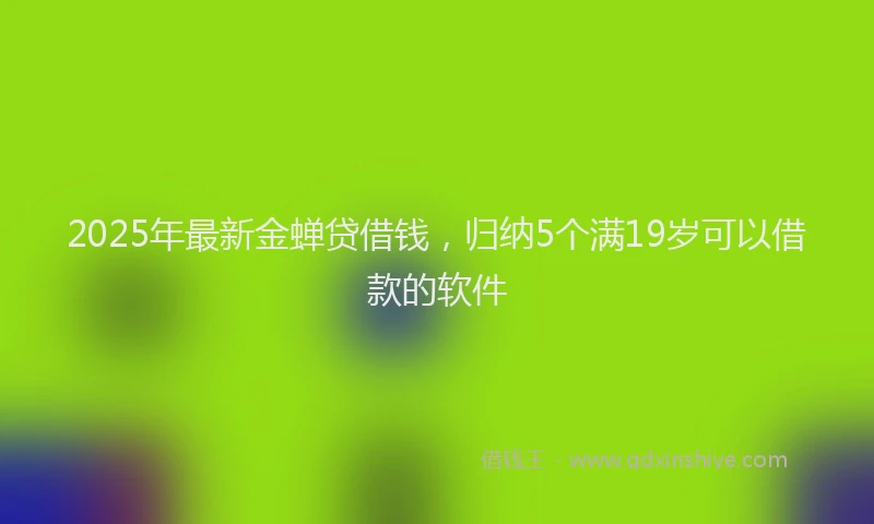 2025年最新金蝉贷借钱，归纳5个满19岁可以借款的软件