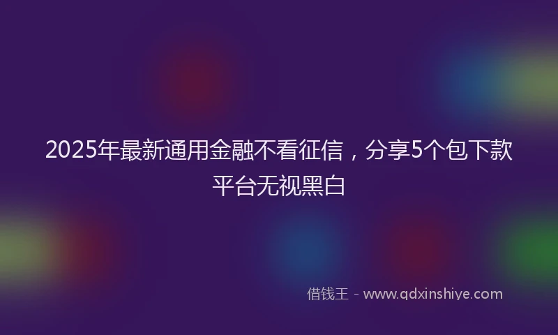 2025年最新通用金融不看征信，分享5个包下款平台无视黑白