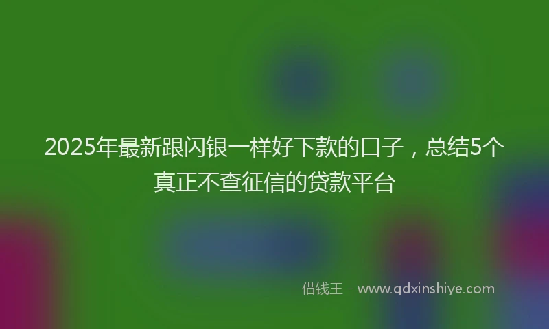 2025年最新跟闪银一样好下款的口子，总结5个真正不查征信的贷款平台