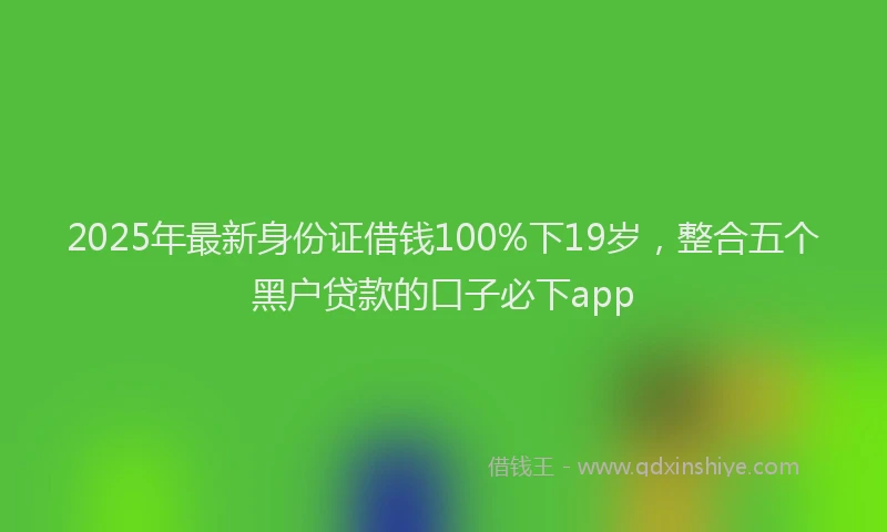 2025年最新身份证借钱100%下19岁，整合五个黑户贷款的口子必下app
