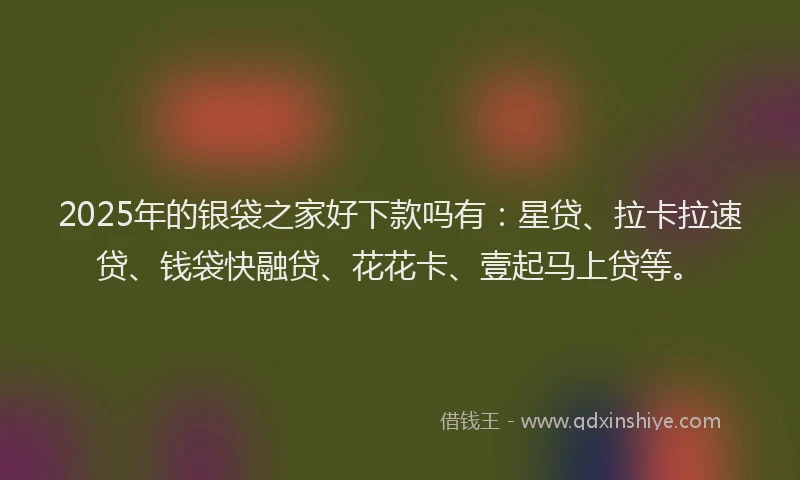 2025年的银袋之家好下款吗有：星贷、拉卡拉速贷、钱袋快融贷、花花卡、壹起马上贷等。