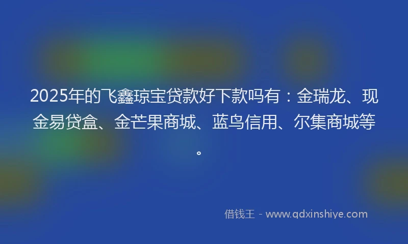 2025年的飞鑫琼宝贷款好下款吗有：金瑞龙、现金易贷盒、金芒果商城、蓝鸟信用、尔集商城等。