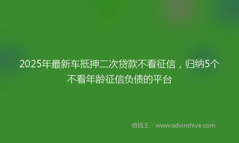2025年最新车抵押二次贷款不看征信，归纳5个不看年龄征信负债的平台