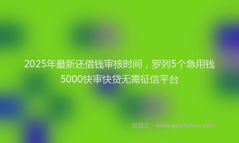 2025年最新还借钱审核时间，罗列5个急用钱5000快审快贷无需征信平台