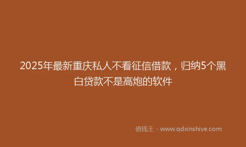 2025年最新重庆私人不看征信借款，归纳5个黑白贷款不是高炮的软件