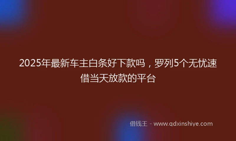 2025年最新车主白条好下款吗,罗列5个无忧速借当天放款的平台