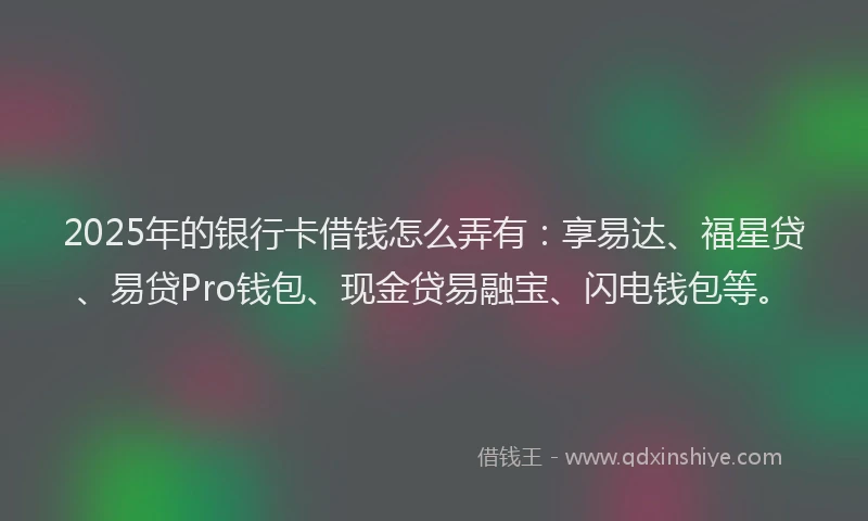 2025年的银行卡借钱怎么弄有：享易达、福星贷、易贷Pro钱包、现金贷易融宝、闪电钱包等。