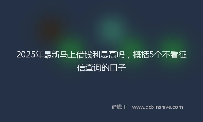 2025年最新马上借钱利息高吗，概括5个不看征信查询的口子