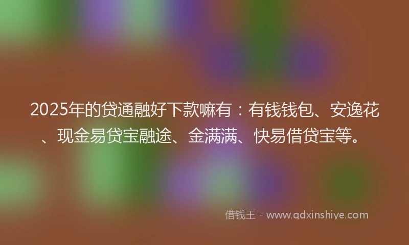 2025年的贷通融好下款嘛有：有钱钱包、安逸花、现金易贷宝融途、金满满、快易借贷宝等。