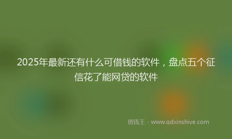 2025年最新还有什么可借钱的软件，盘点五个征信花了能网贷的软件