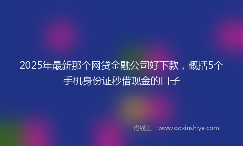 2025年最新那个网贷金融公司好下款，概括5个手机身份证秒借现金的口子