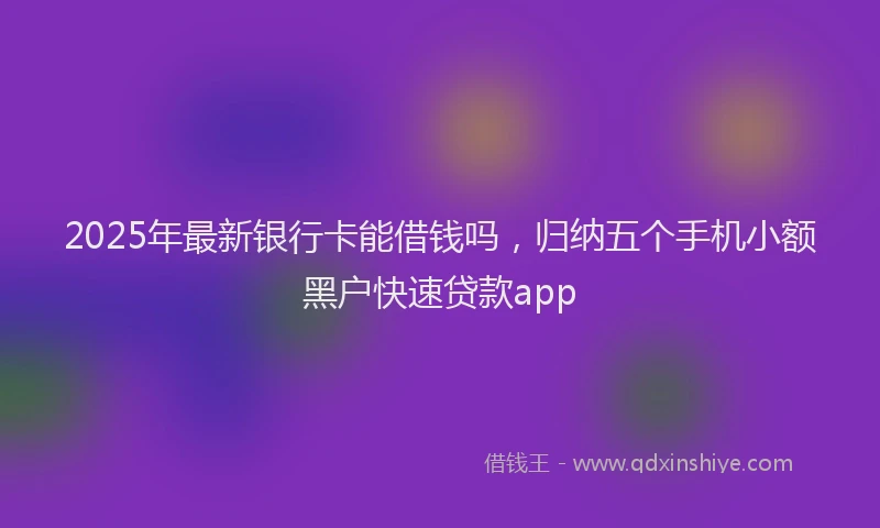 2025年最新银行卡能借钱吗，归纳五个手机小额黑户快速贷款app