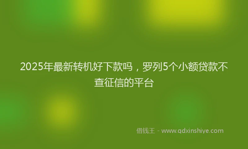 2025年最新转机好下款吗，罗列5个小额贷款不查征信的平台