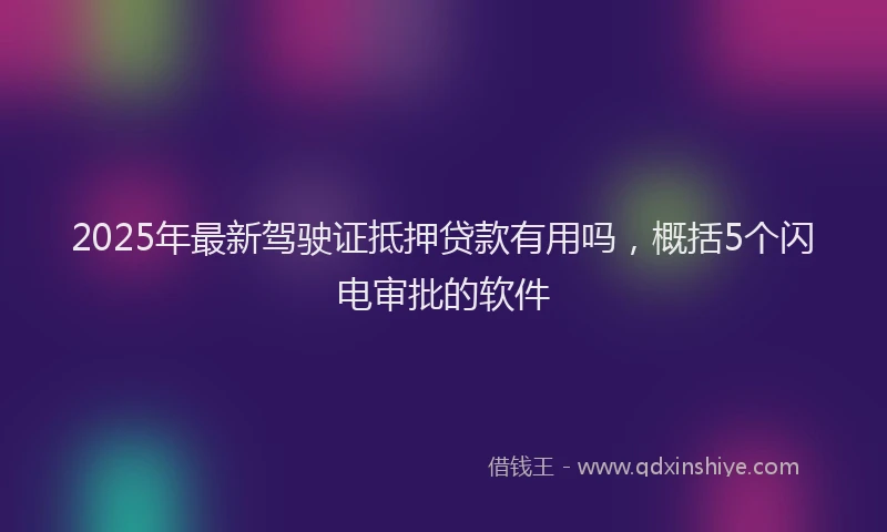 2025年最新驾驶证抵押贷款有用吗，概括5个闪电审批的软件