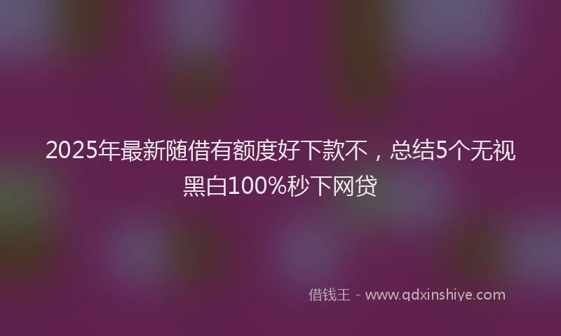 2025年最新随借有额度好下款不，总结5个无视黑白100%秒下网贷