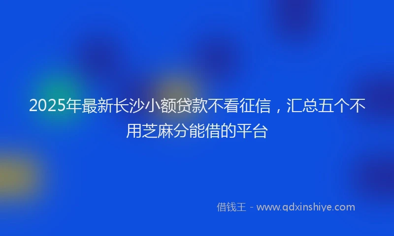 2025年最新长沙小额贷款不看征信，汇总五个不用芝麻分能借的平台