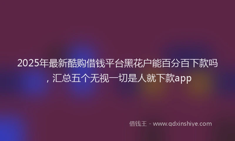 2025年最新酷购借钱平台黑花户能百分百下款吗，汇总五个无视一切是人就下款app
