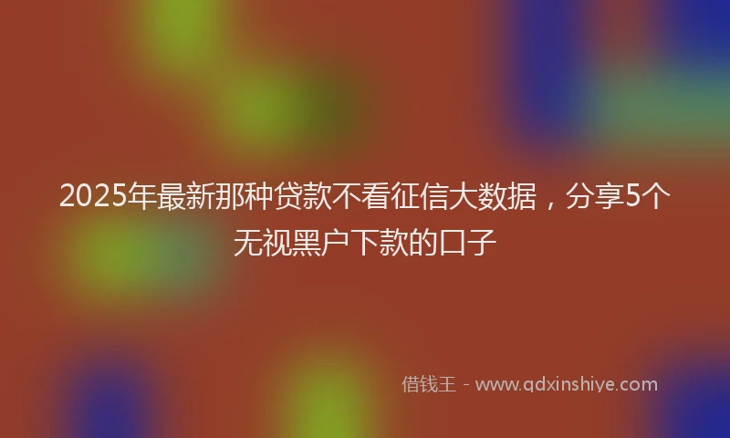2025年最新那种贷款不看征信大数据，分享5个无视黑户下款的口子