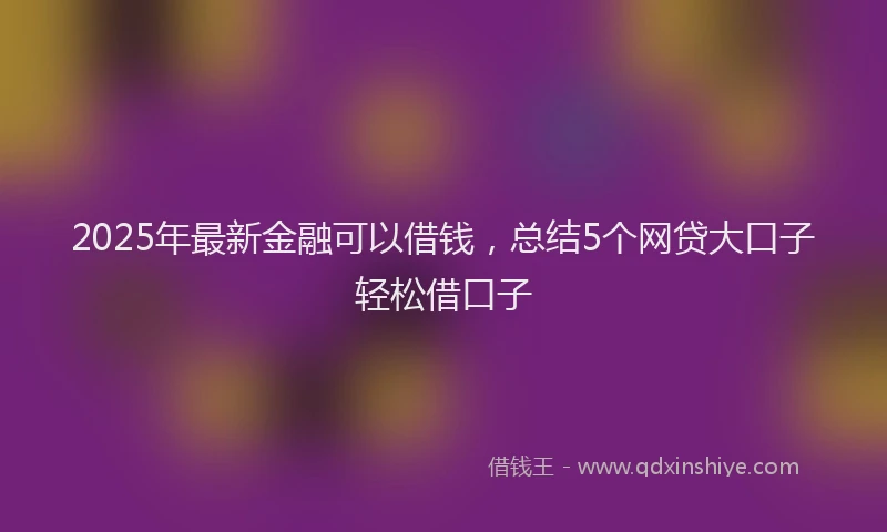 2025年最新金融可以借钱，总结5个网贷大口子轻松借口子