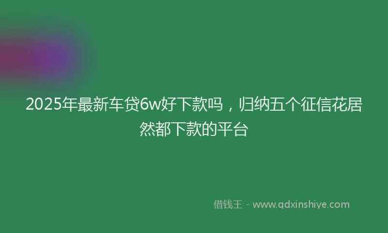 2025年最新车贷6w好下款吗，归纳五个征信花居然都下款的平台