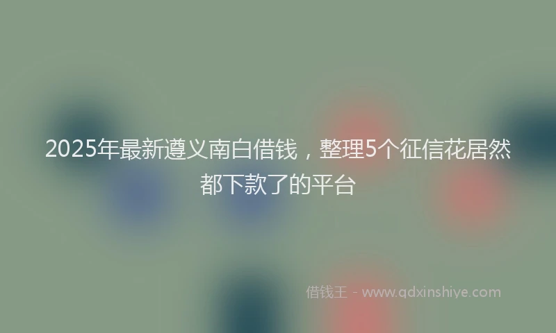 2025年最新遵义南白借钱，整理5个征信花居然都下款了的平台