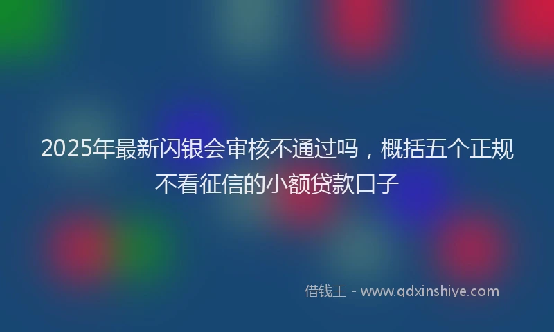2025年最新闪银会审核不通过吗,概括五个正规不看征信的小额贷款口子