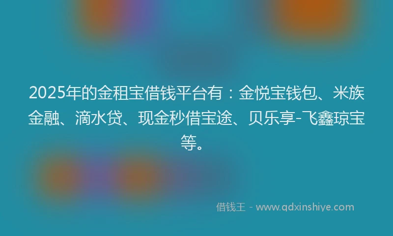 2025年的金租宝借钱平台有：金悦宝钱包、米族金融、滴水贷、现金秒借宝途、贝乐享-飞鑫琼宝等。