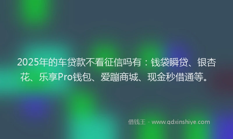 2025年的车贷款不看征信吗有：钱袋瞬贷、银杏花、乐享Pro钱包、爱蹦商城、现金秒借通等。