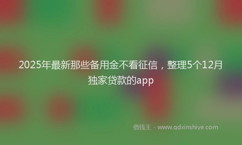 2025年最新那些备用金不看征信，整理5个12月独家贷款的app
