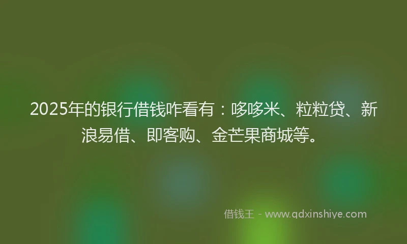 2025年的银行借钱咋看有：哆哆米、粒粒贷、新浪易借、即客购、金芒果商城等。
