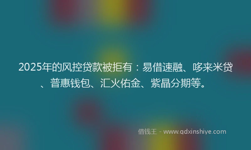 2025年的风控贷款被拒有：易借速融、哆来米贷、普惠钱包、汇火佑金、紫晶分期等。