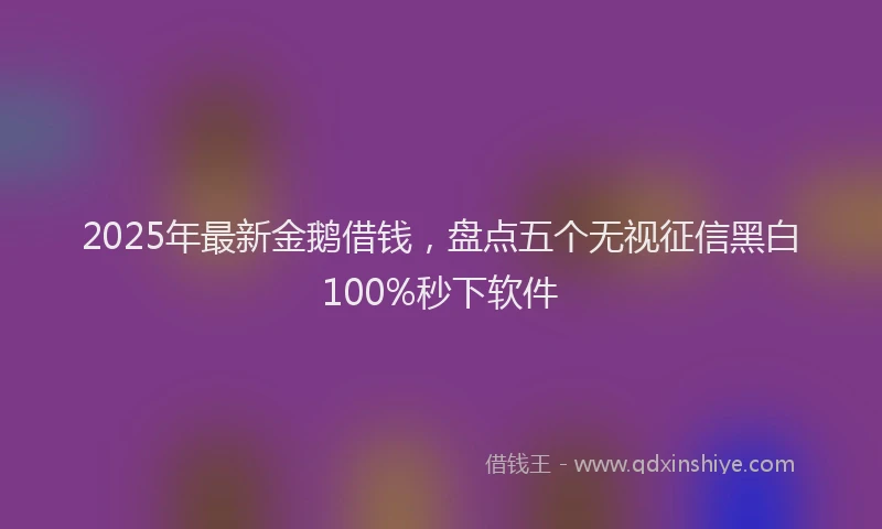 2025年最新金鹅借钱，盘点五个无视征信黑白100%秒下软件