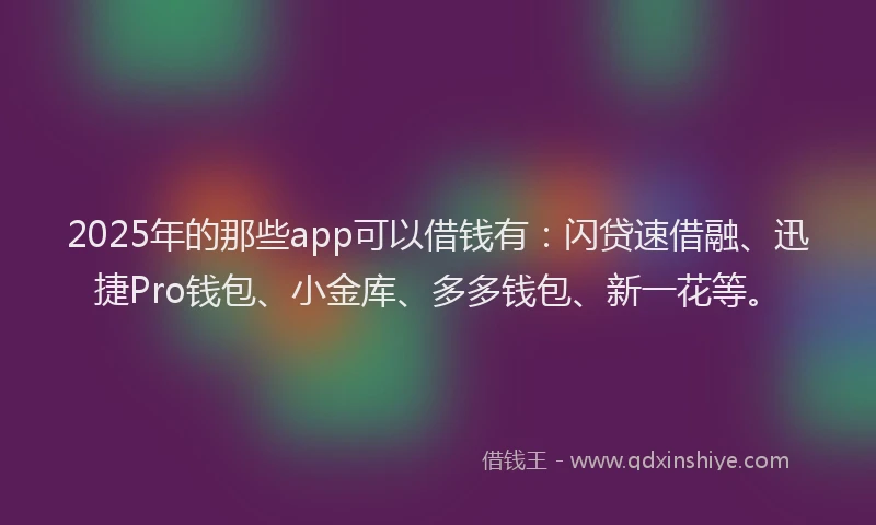 2025年的那些app可以借钱有：闪贷速借融、迅捷Pro钱包、小金库、多多钱包、新一花等。