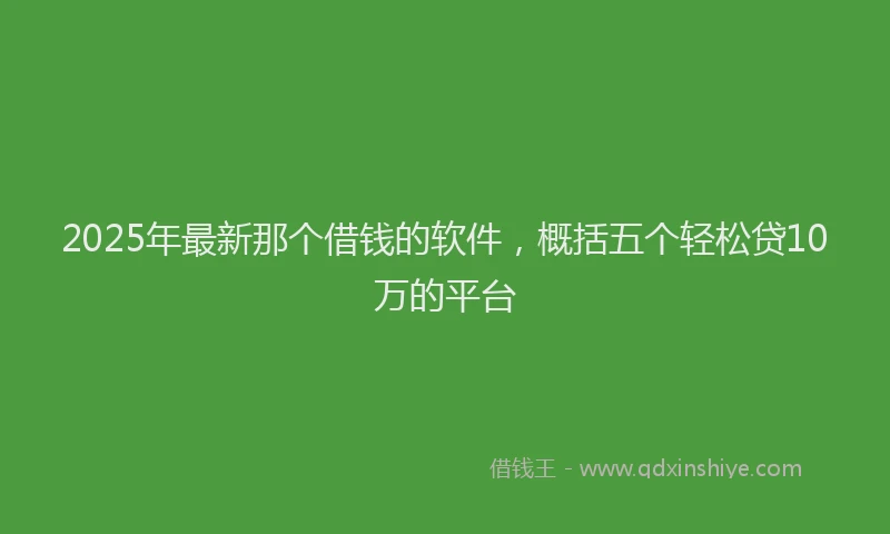 2025年最新那个借钱的软件，概括五个轻松贷10万的平台