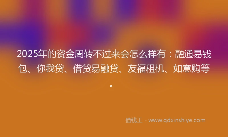 2025年的资金周转不过来会怎么样有：融通易钱包、你我贷、借贷易融贷、友福租机、如意购等。