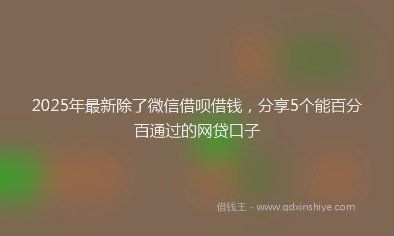 2025年最新除了微信借呗借钱，分享5个能百分百通过的网贷口子