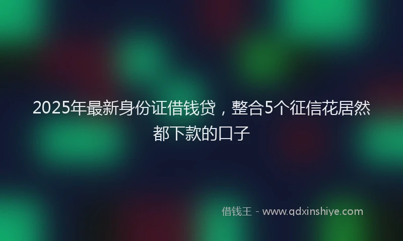 2025年最新身份证借钱贷，整合5个征信花居然都下款的口子