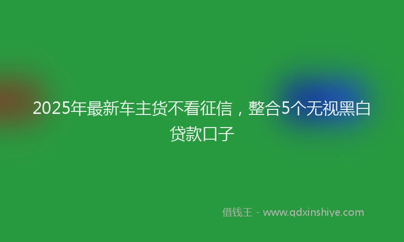 2025年最新车主货不看征信，整合5个无视黑白贷款口子
