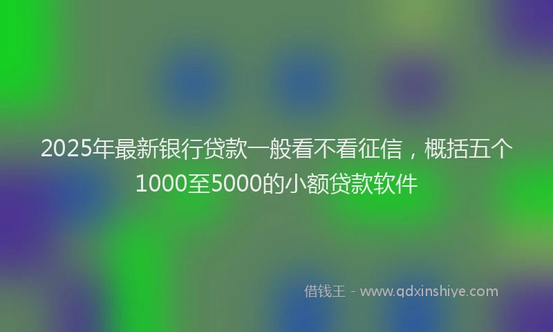 2025年最新银行贷款一般看不看征信，概括五个1000至5000的小额贷款软件