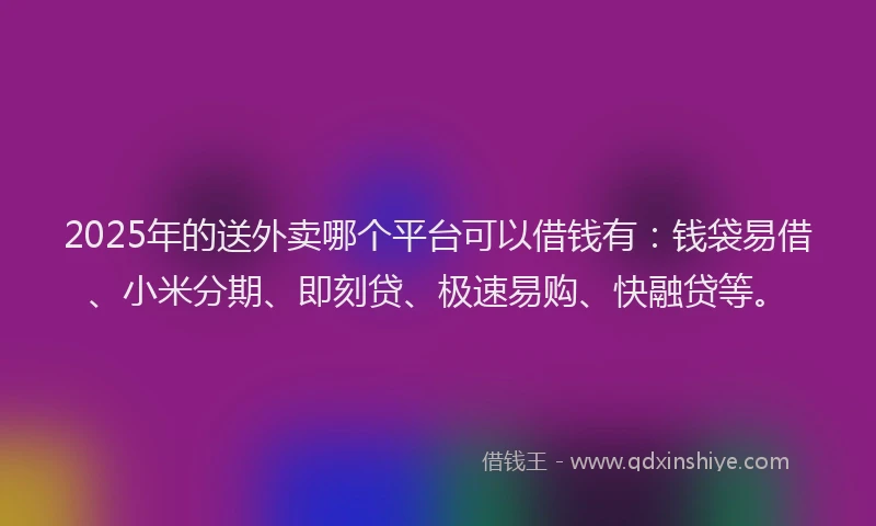 2025年的送外卖哪个平台可以借钱有：钱袋易借、小米分期、即刻贷、极速易购、快融贷等。