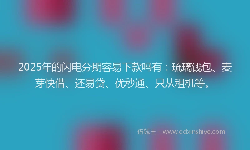2025年的闪电分期容易下款吗有：琉璃钱包、麦芽快借、还易贷、优秒通、只从租机等。