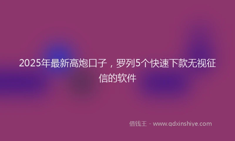 2025年最新高炮口子，罗列5个快速下款无视征信的软件