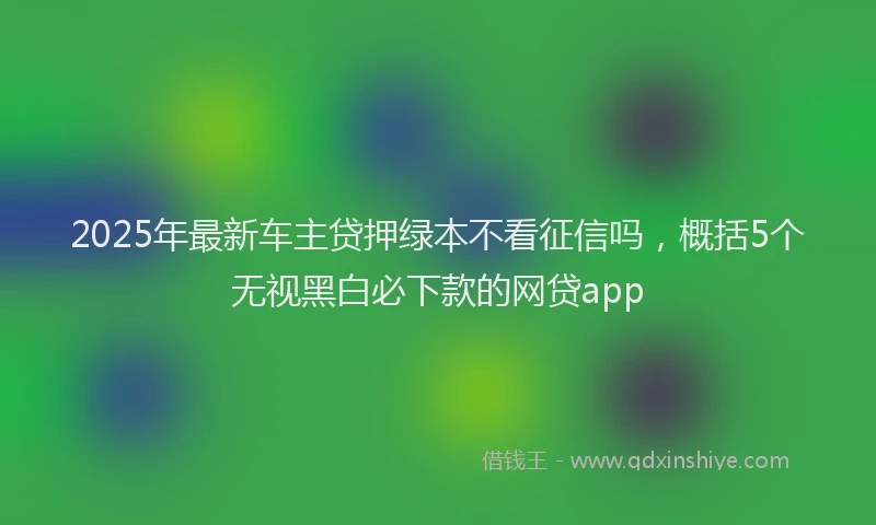 2025年最新车主贷押绿本不看征信吗，概括5个无视黑白必下款的网贷app