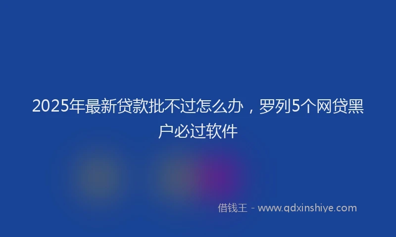 2025年最新贷款批不过怎么办，罗列5个网贷黑户必过软件